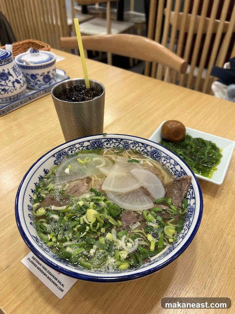 Noodle Soup with Side Dish and Drink