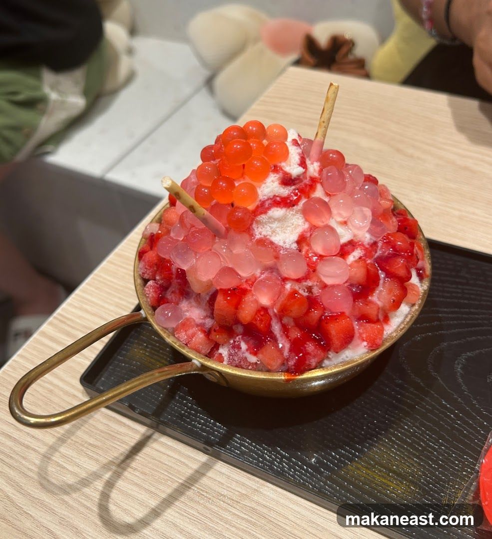 Strawberry shaved ice dessert