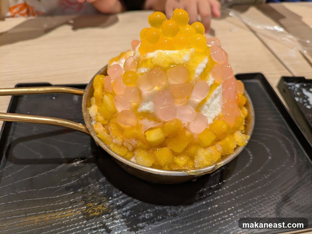 Mango shaved ice with boba