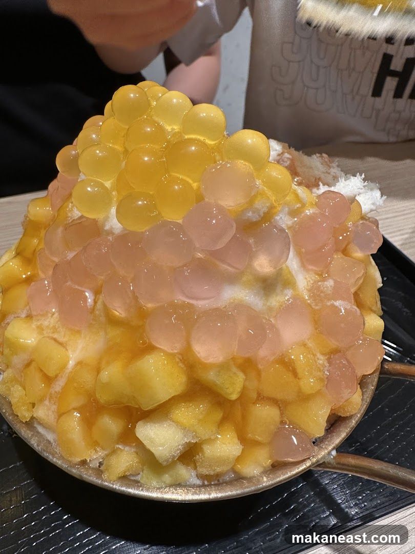 Mango shaved ice with boba