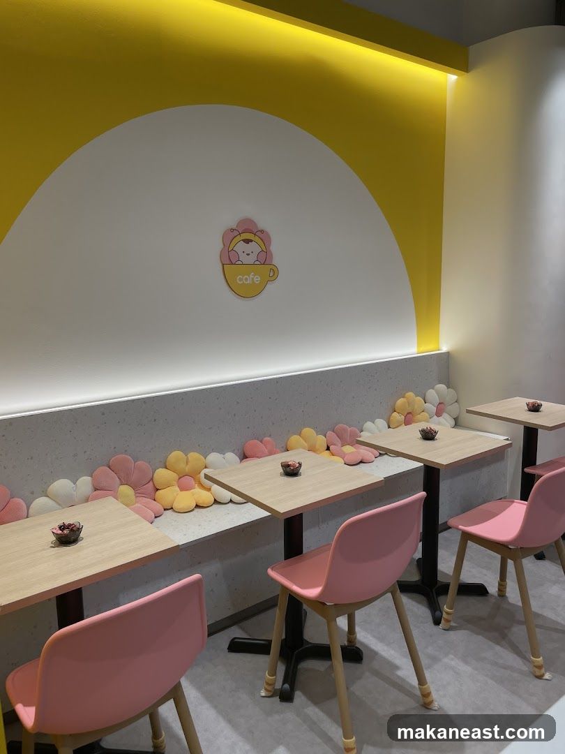 Cafe Interior with Flower Decorations