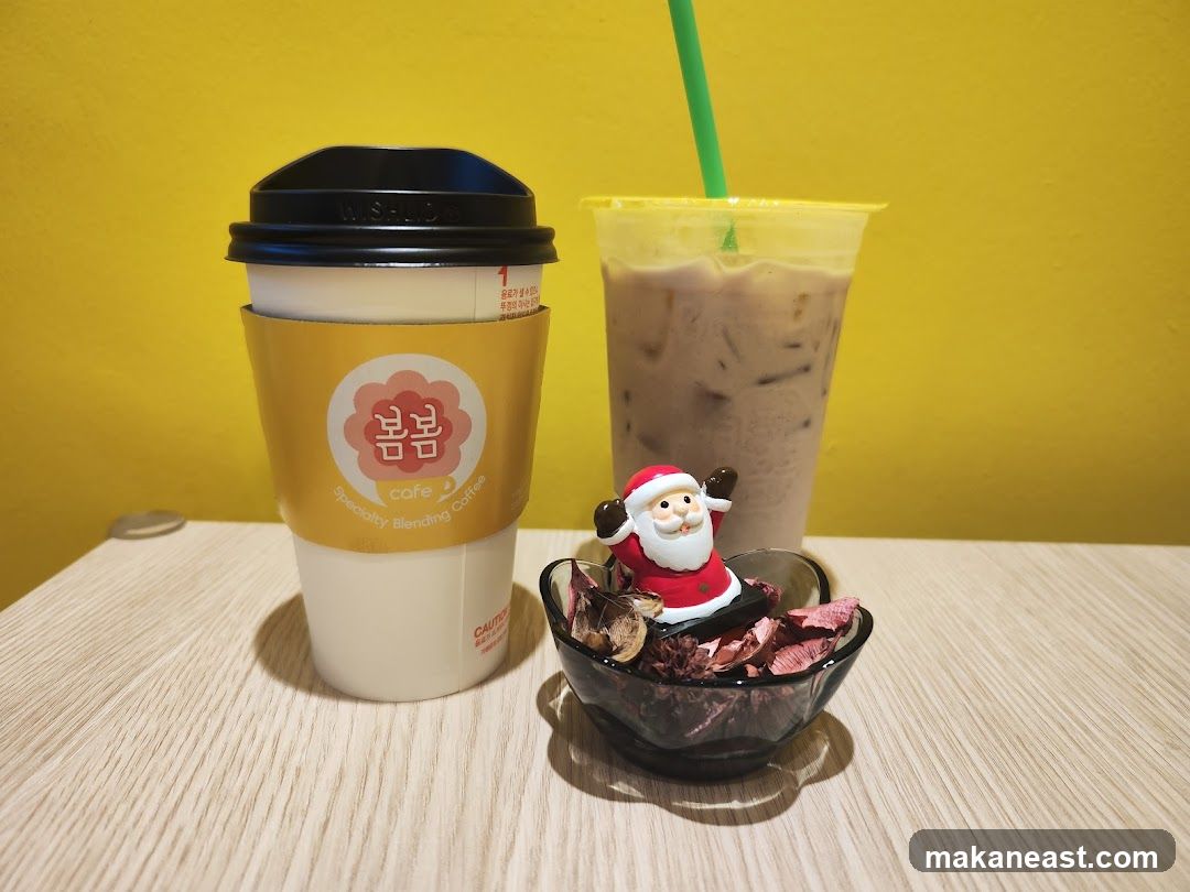 Cafe Drinks with Santa Figurine