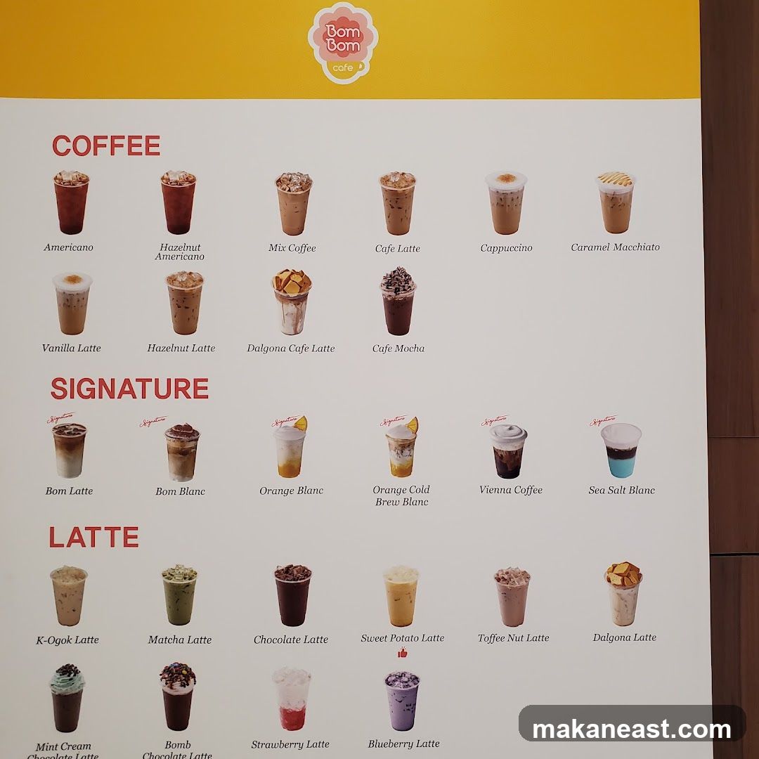 Bom Bom Cafe Menu