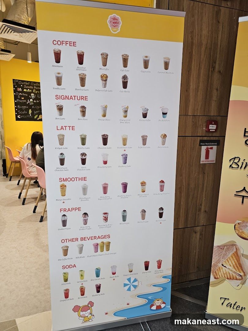 Bom Bom Cafe Menu