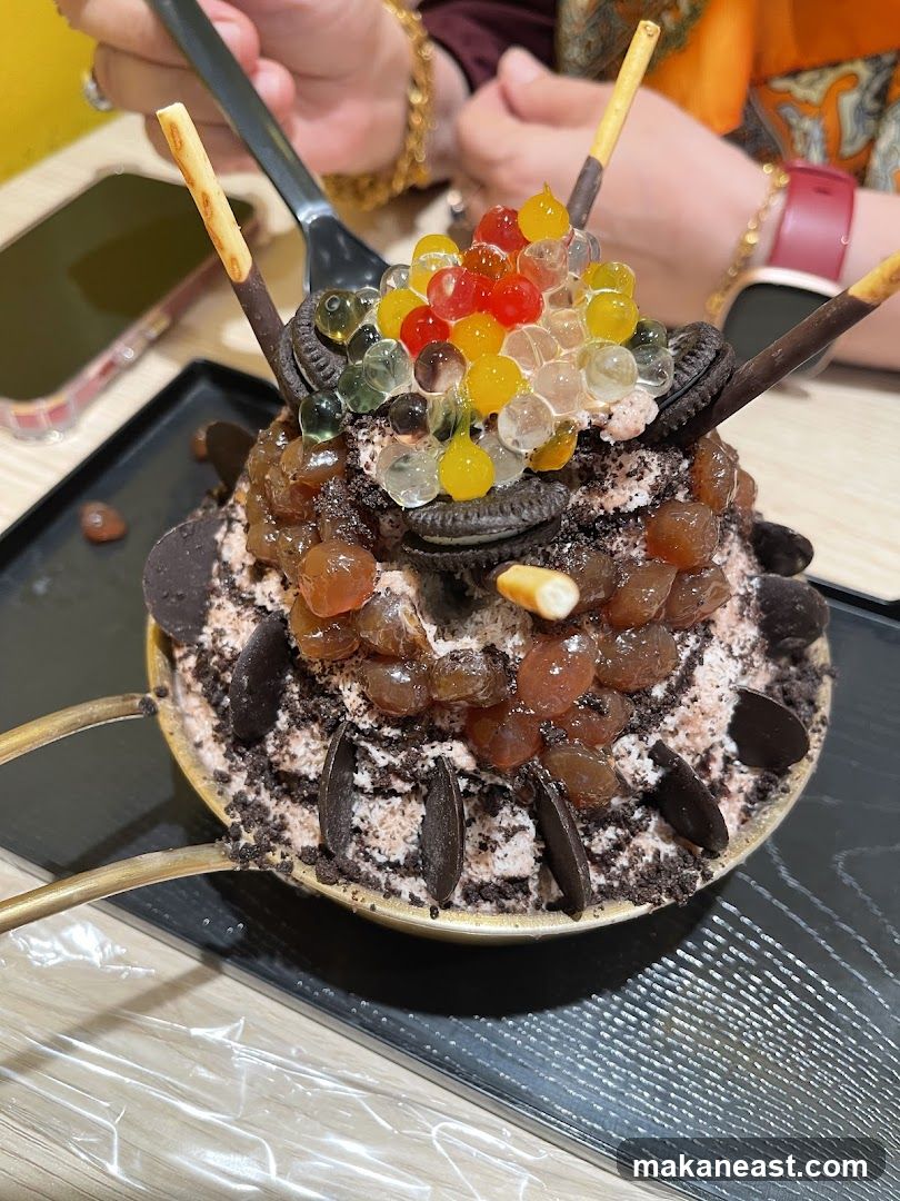 Dessert with toppings