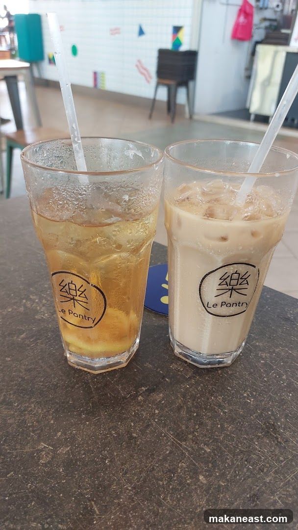 Two iced drinks with logo
