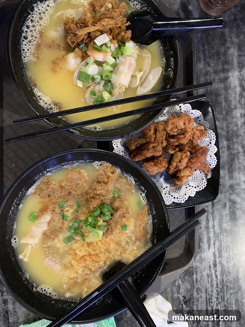 Seafood Noodles and Fried Chicken Bites