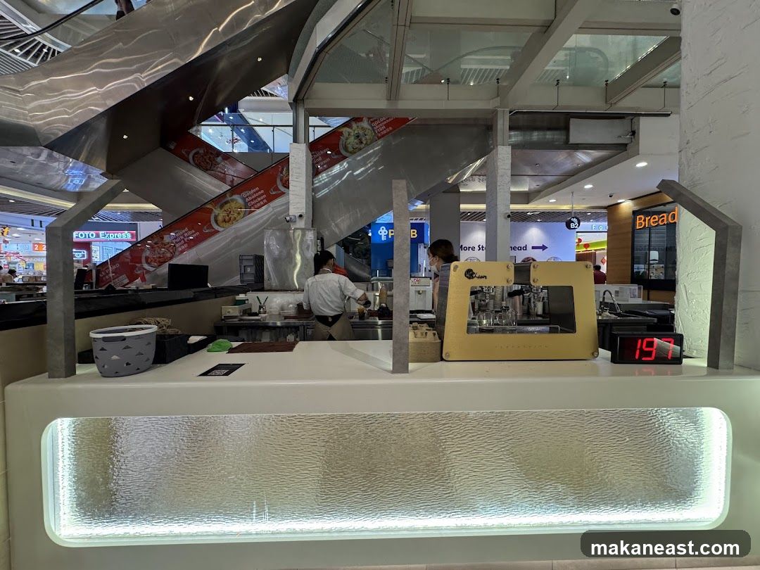 Coffee counter with espresso machine