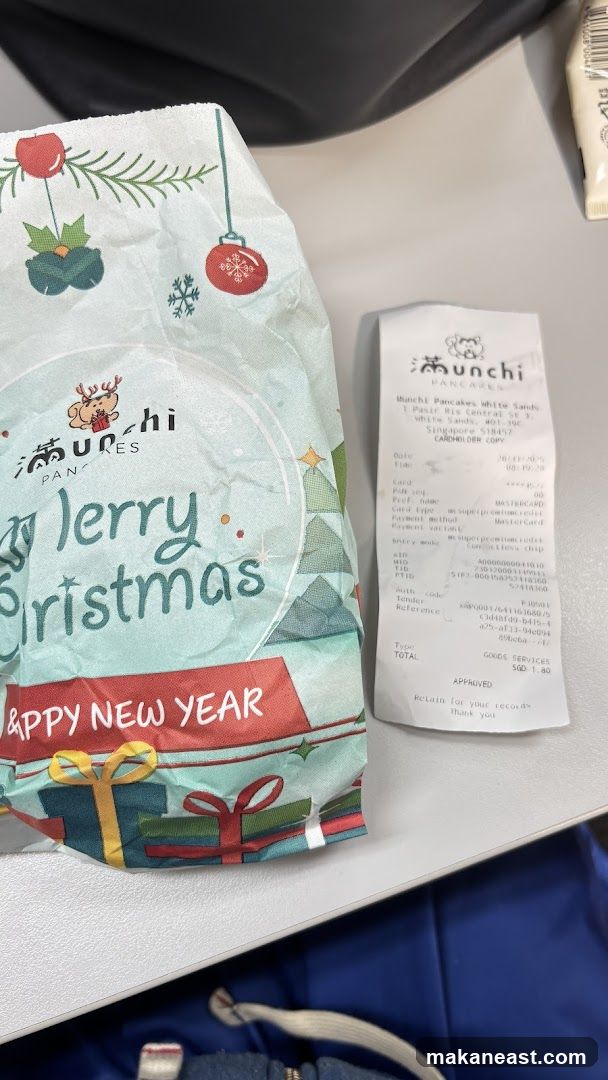 Christmas themed packaging and receipt