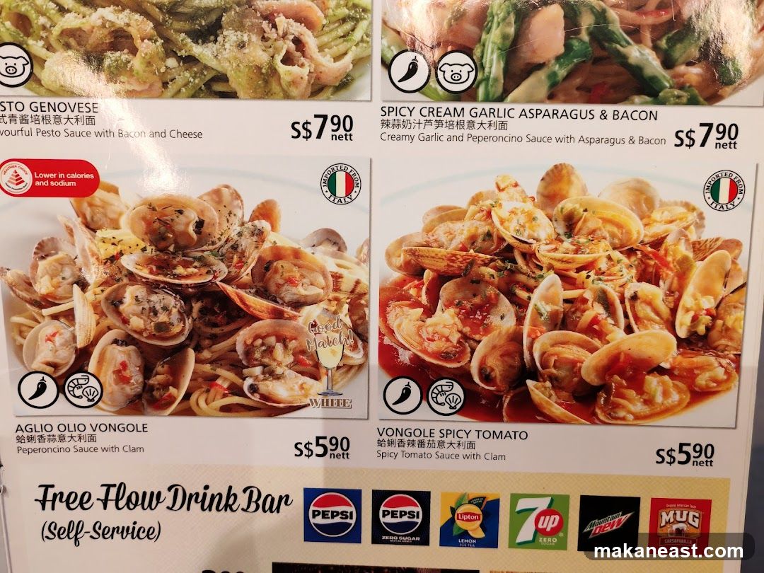 Pasta Menu