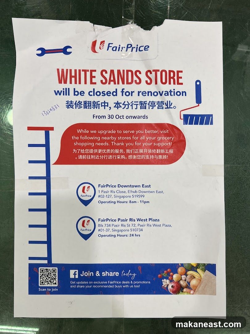 FairPrice White Sands Store Closure Notice