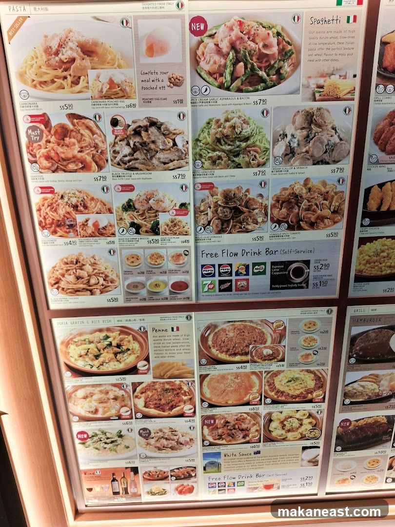 Pasta Menu