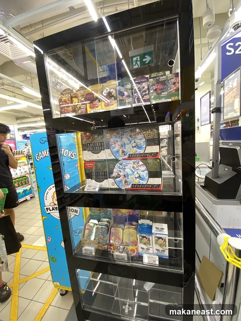 Display Case with Trading Cards and Collectibles
