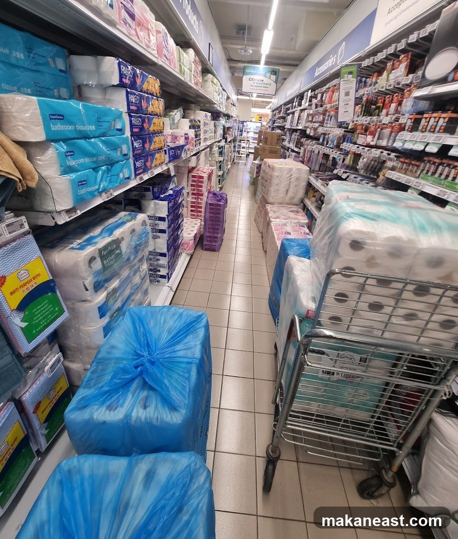 Supermarket Aisle with Household Products