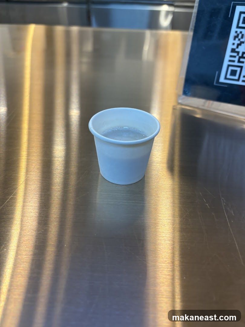 Sample cup on counter