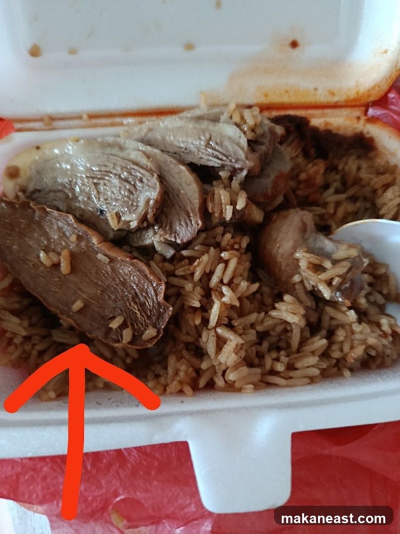 Sliced meat with rice