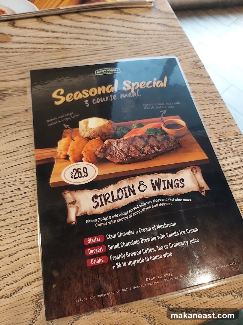 Seasonal Special 3 course meal