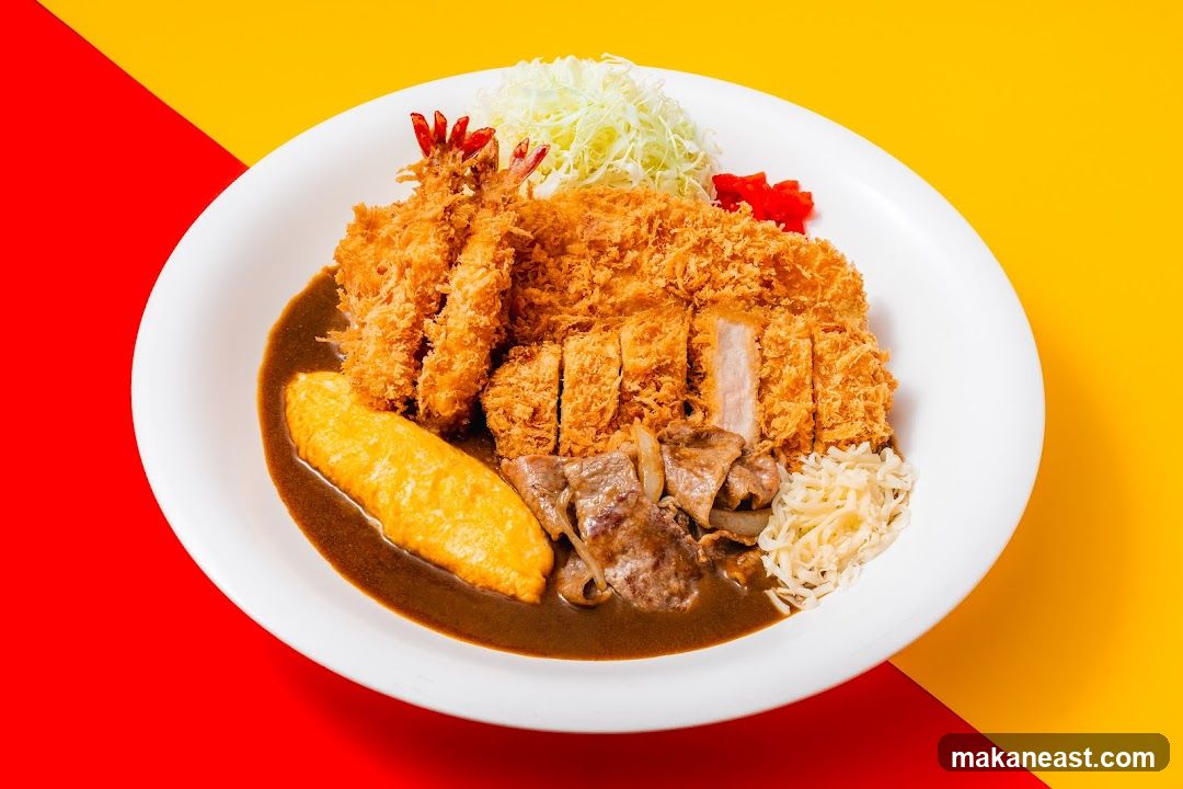 Japanese Curry with Tonkatsu and Shrimp