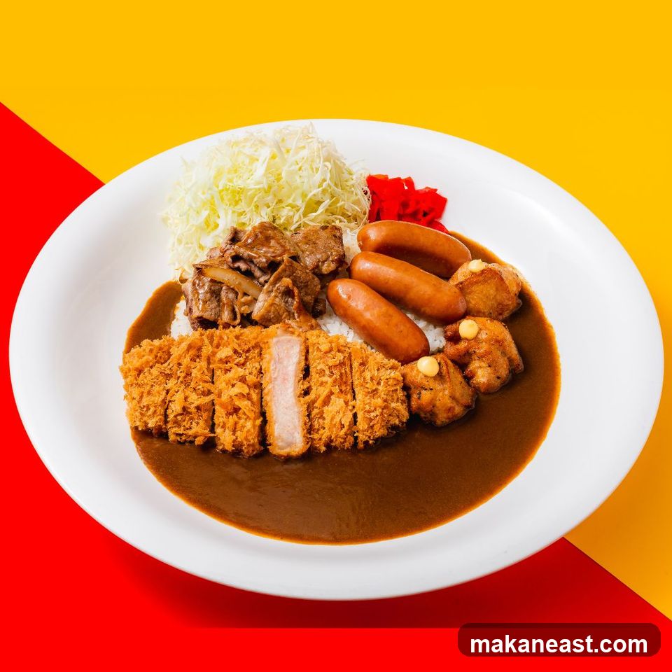 Curry Rice with Tonkatsu and Sausages
