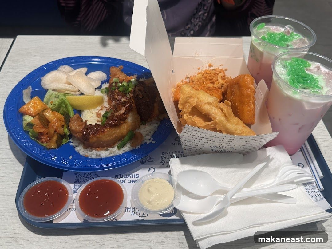 Fried Fish Meal with Drinks