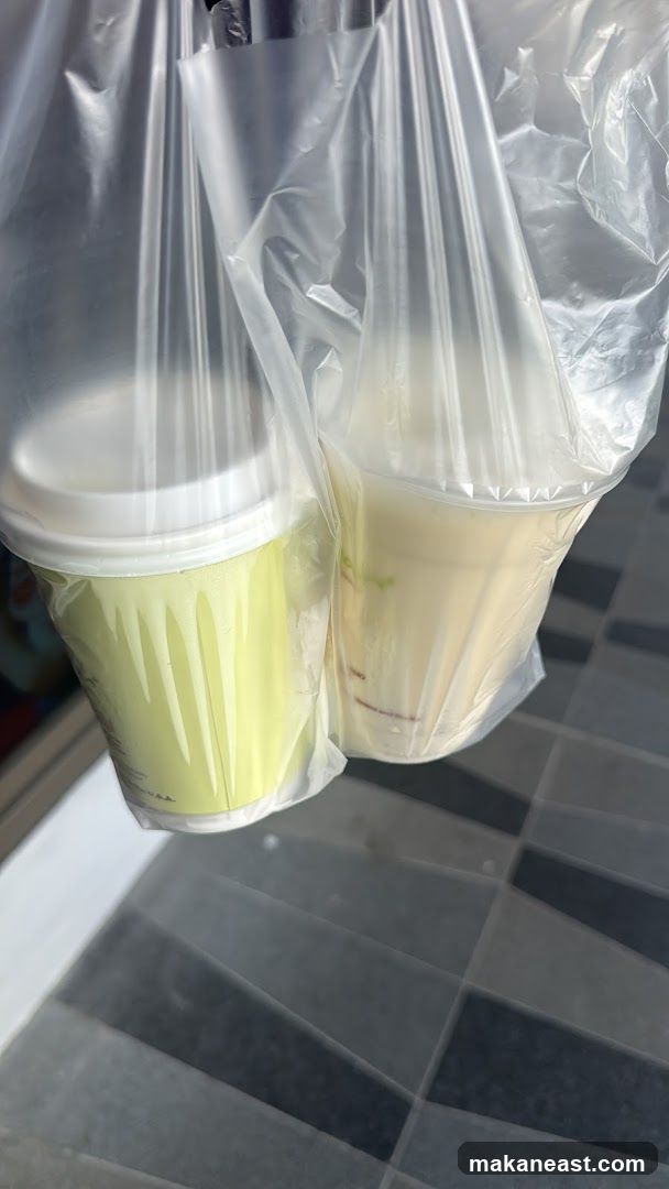 Two drinks in plastic bag