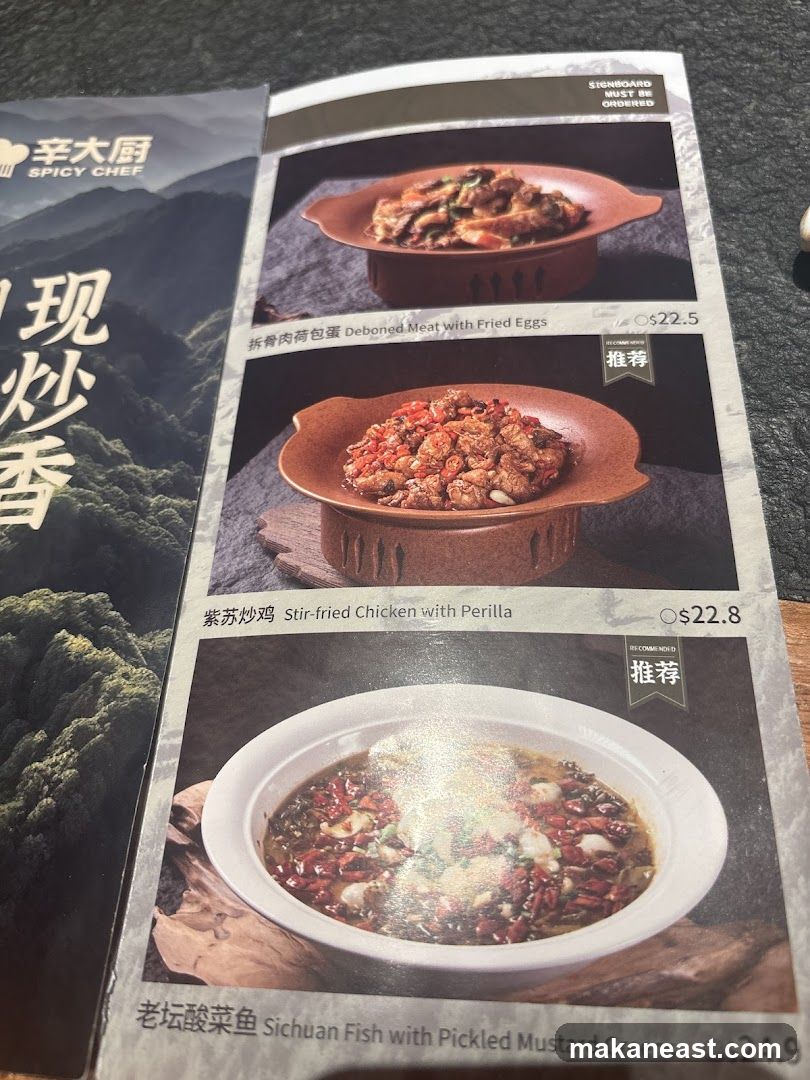 Spicy Chef Menu