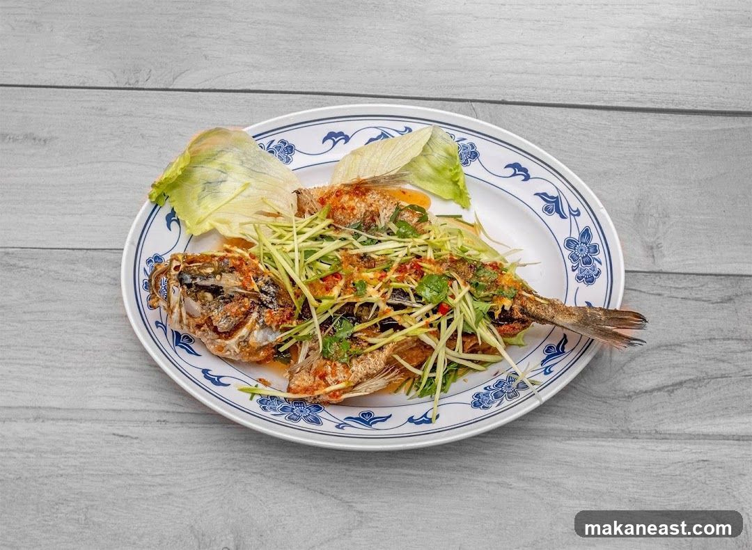 Whole Fried Fish with Mango Salad