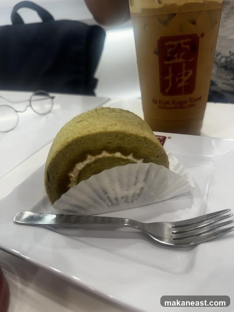 Matcha Swiss Roll and Iced Coffee