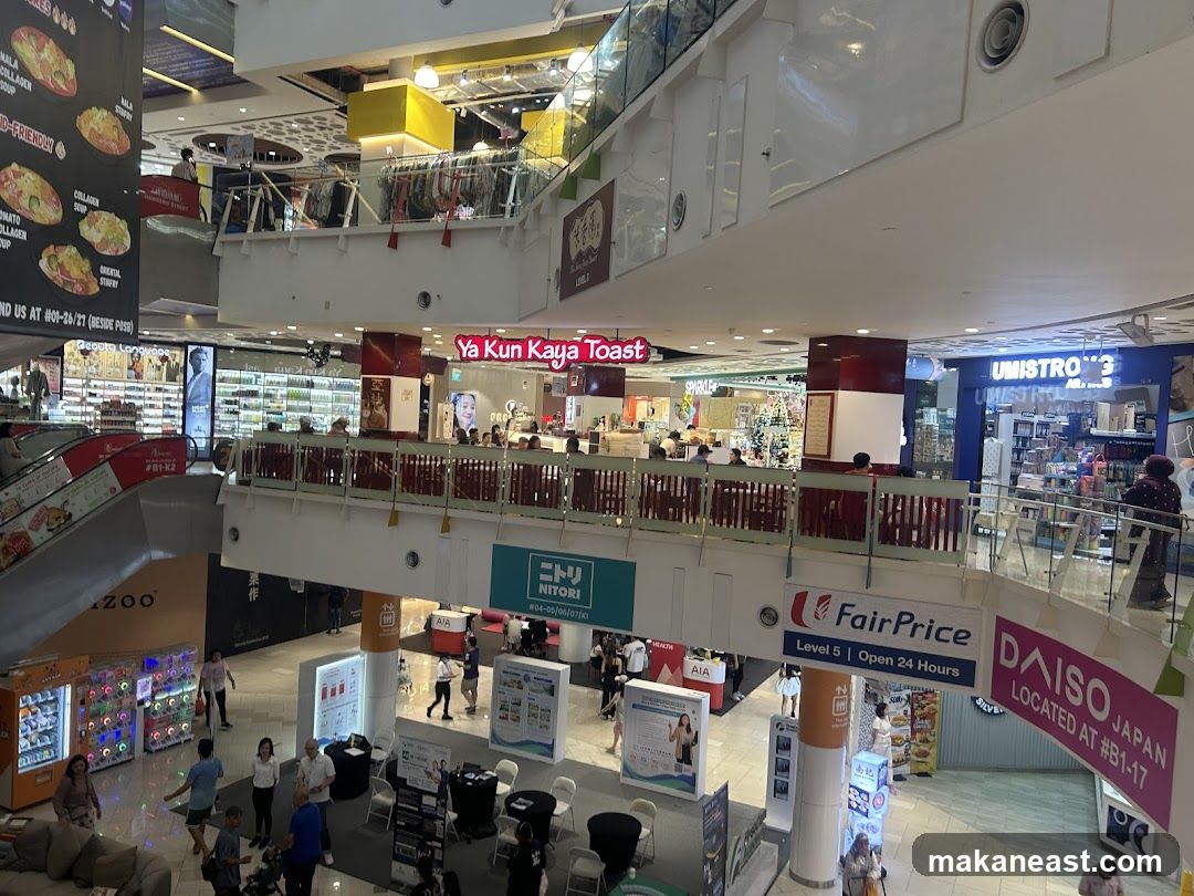 Mall Interior with Shops and Escalators