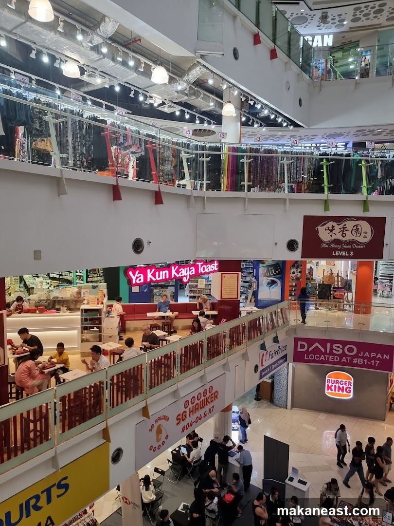 Mall Interior with Various Shops and Food Stalls