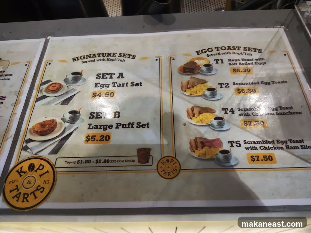 Kopi & Tarts Menu