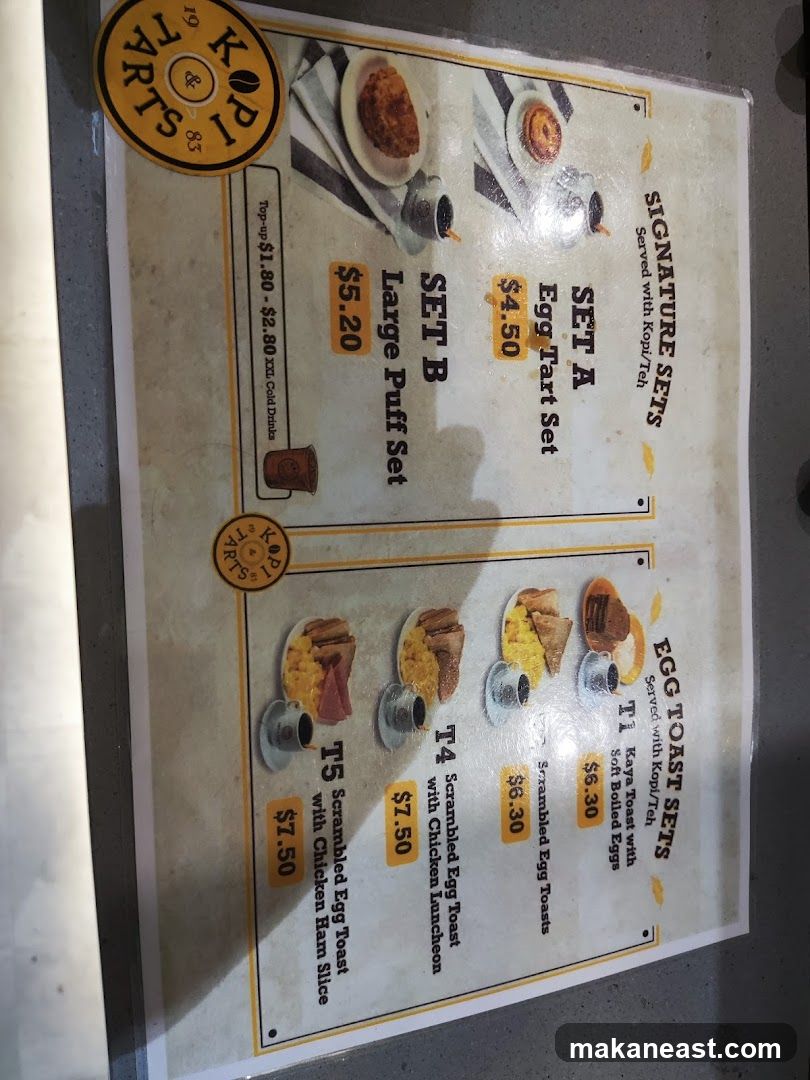 Kopi & Tarts Menu