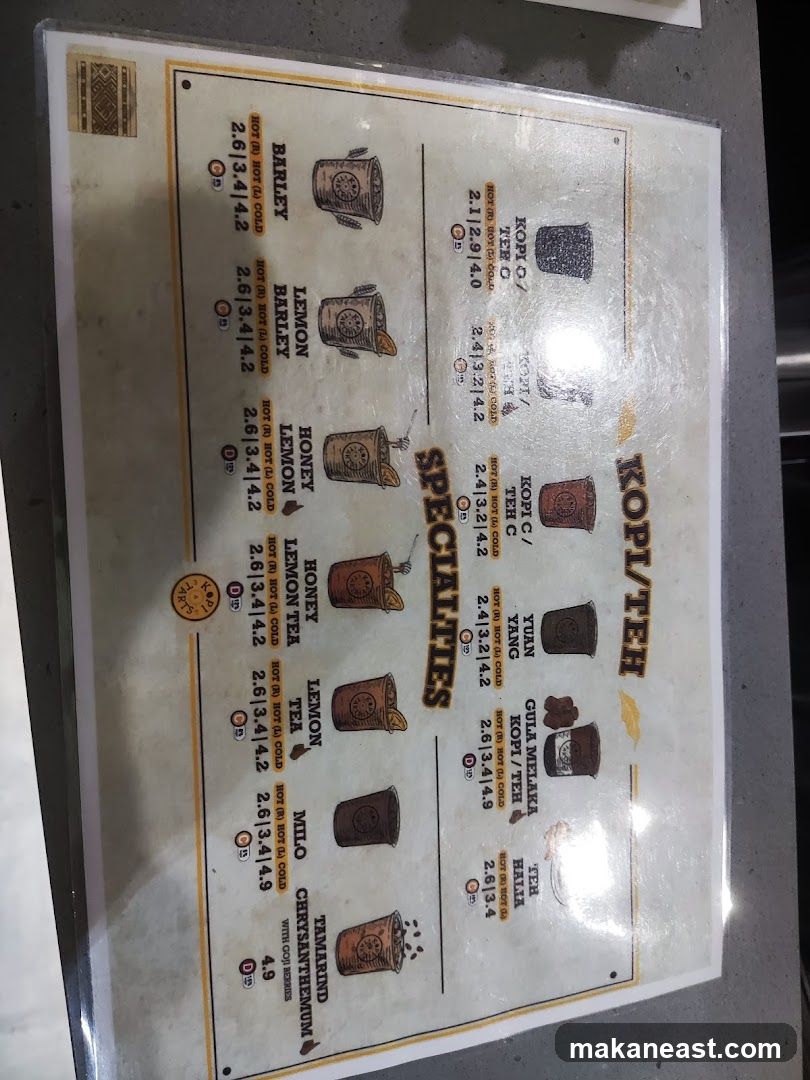 Specialties Menu