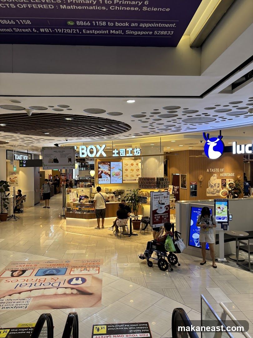 Mall Interior with Food Stalls and Advertisements