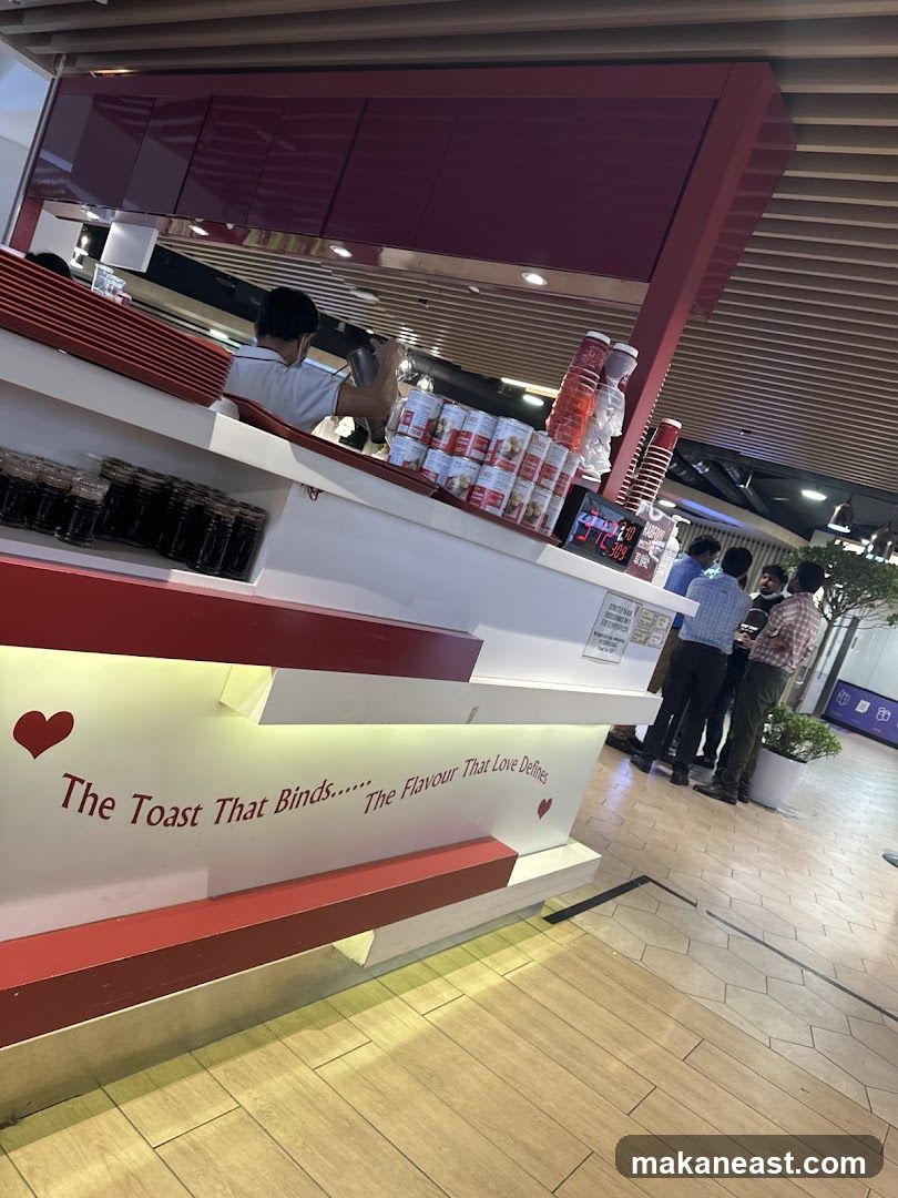 Food stall counter with staff