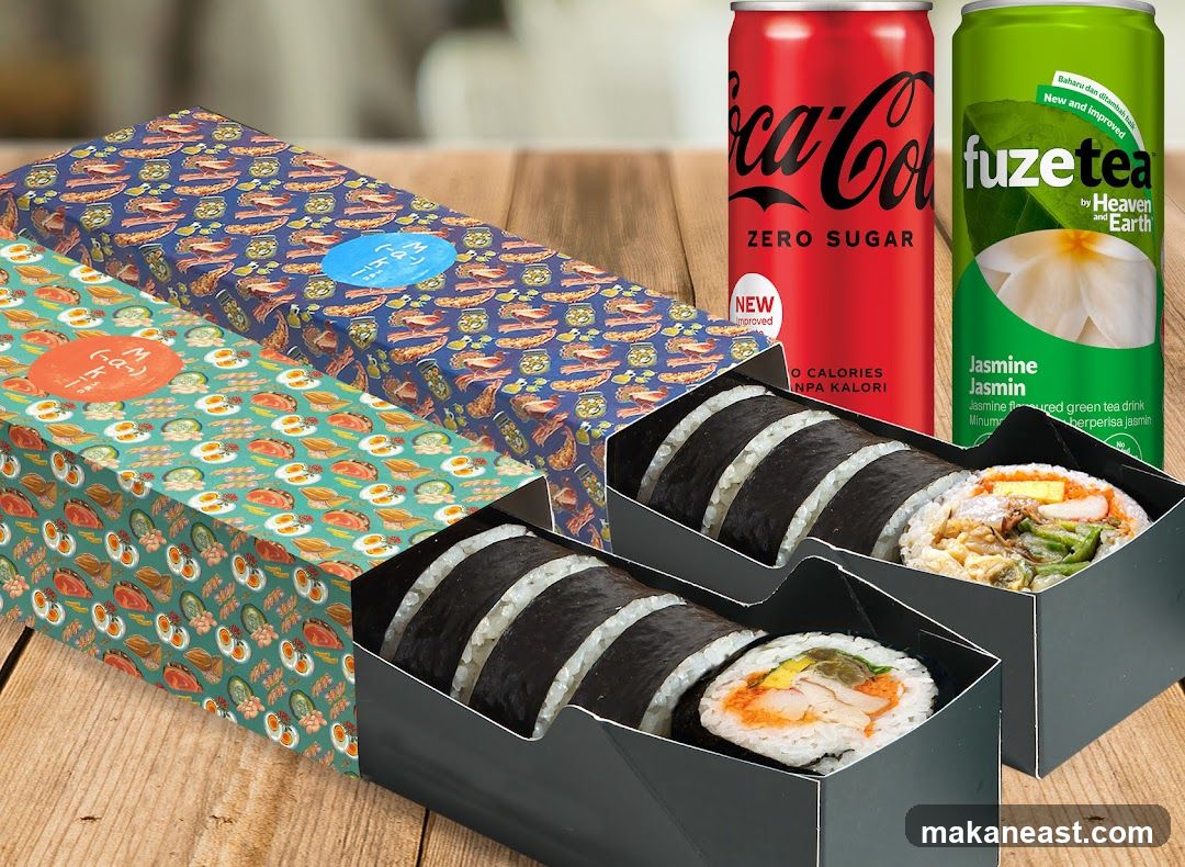 Sushi Rolls and Beverages