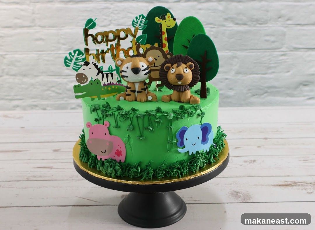 Jungle Themed Birthday Cake