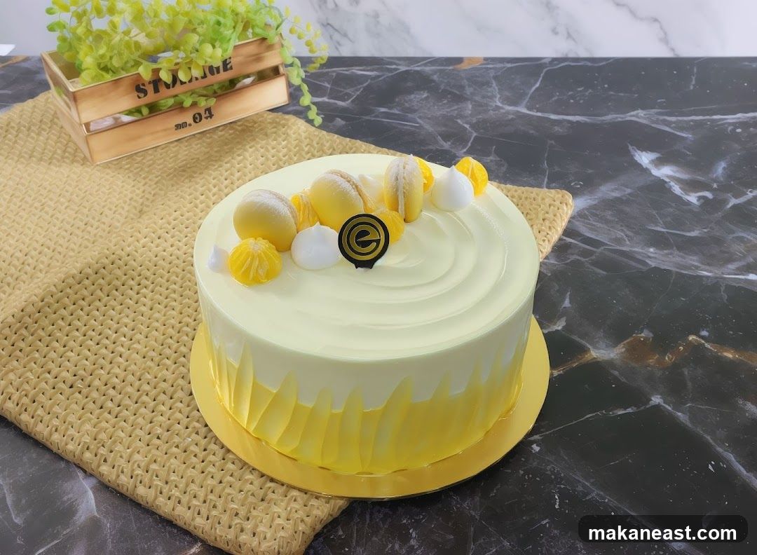 Lemon Cake with Macarons