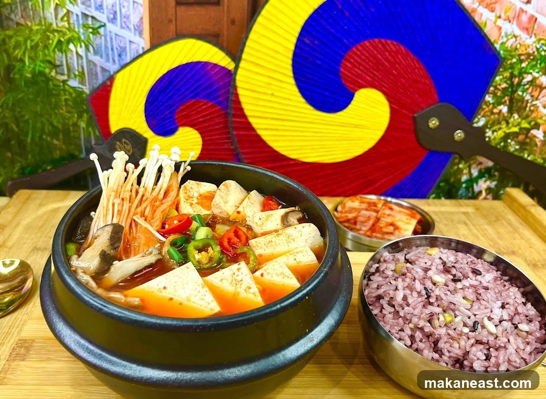 Korean Stew with Rice and Kimchi