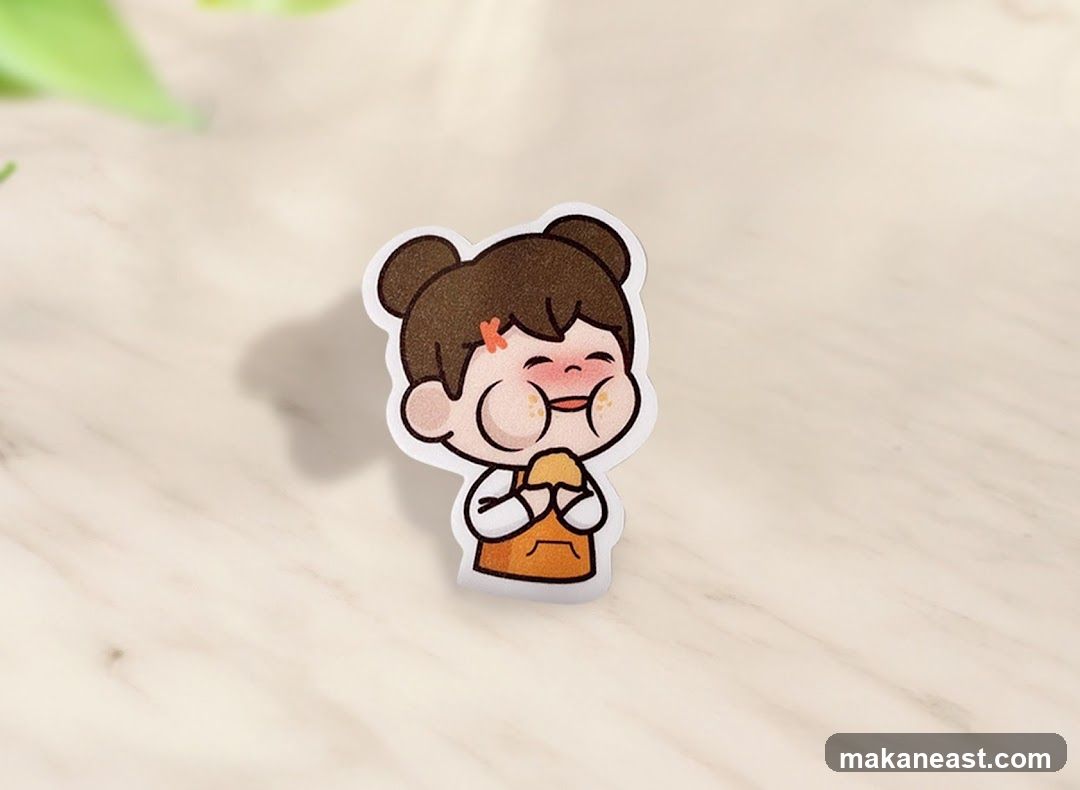 Sticker of a Girl Eating