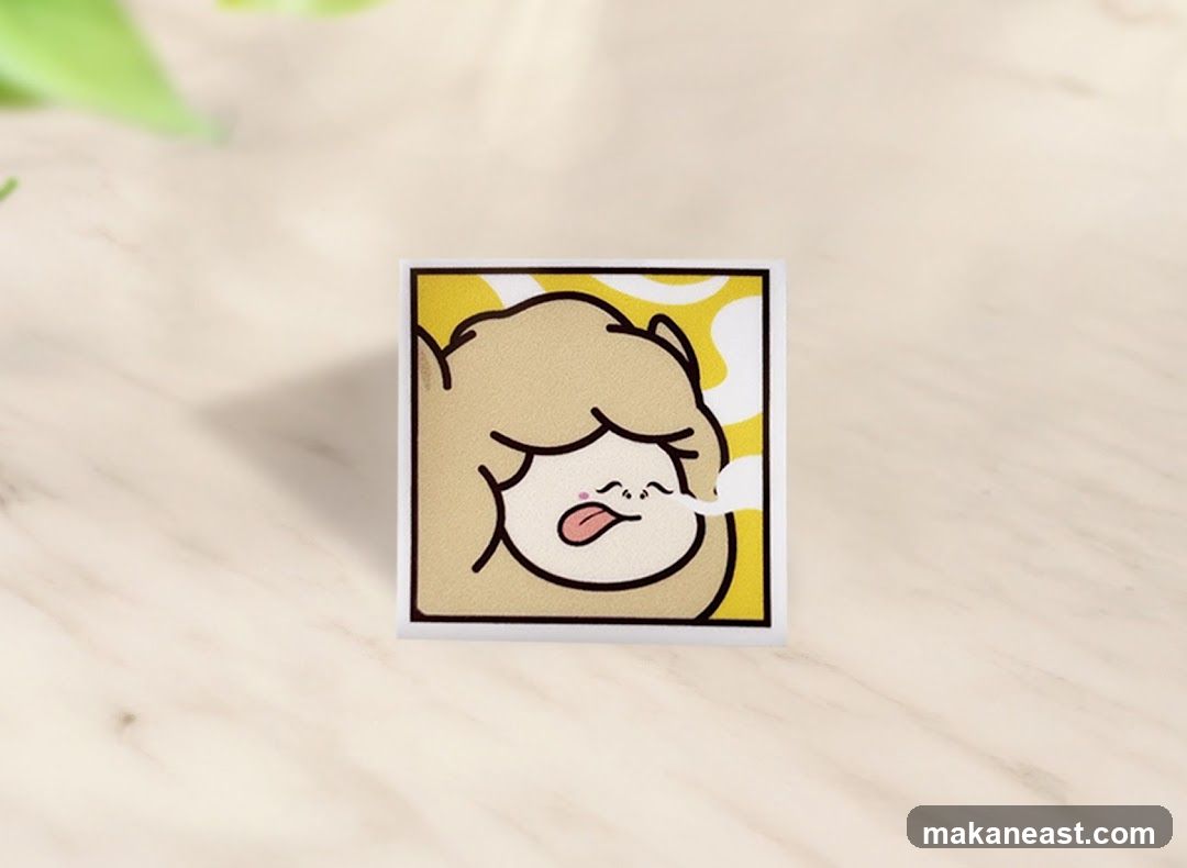 Sticker of a cartoon alpaca