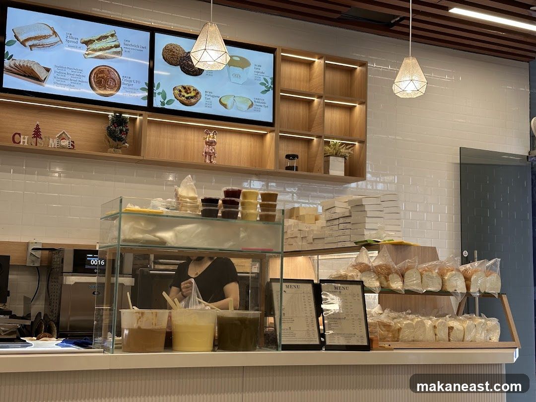 Bakery Counter with Menu and Baked Goods