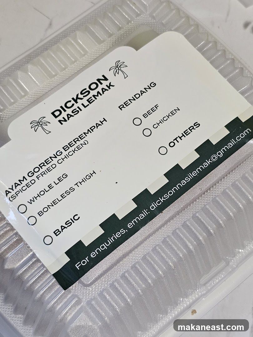 Dickson Nasi Lemak Order Form