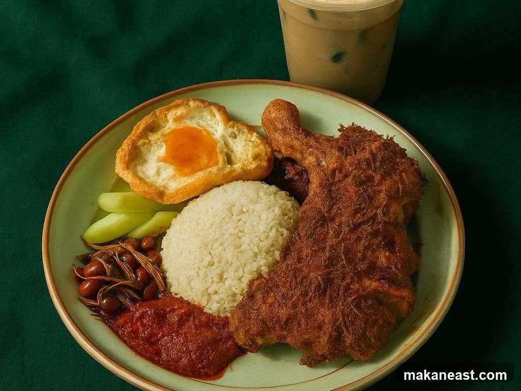 Nasi Lemak with Fried Chicken