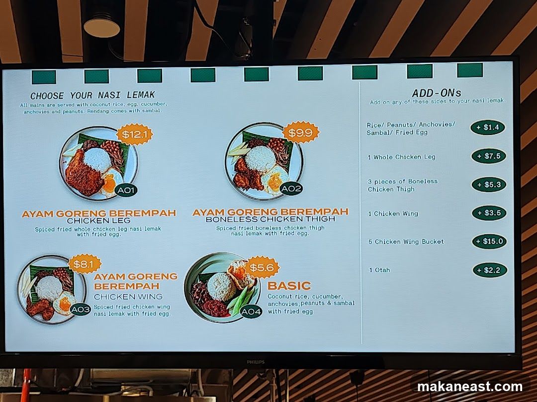 Nasi Lemak Menu