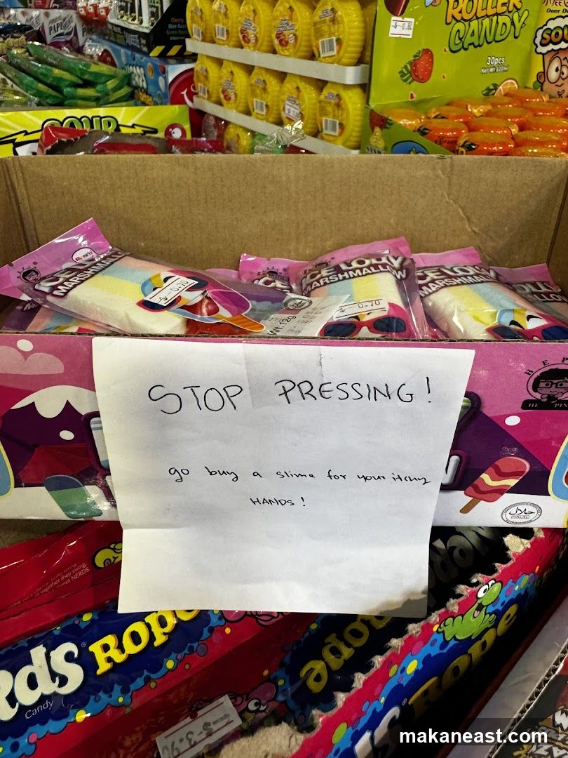 Candy Display with Handwritten Sign