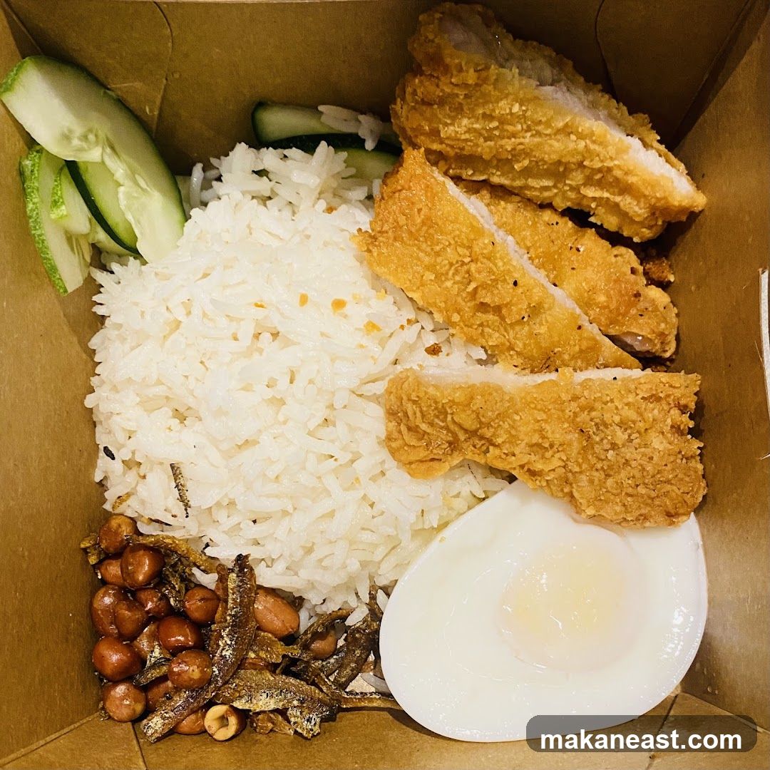 Nasi Lemak with Fried Chicken