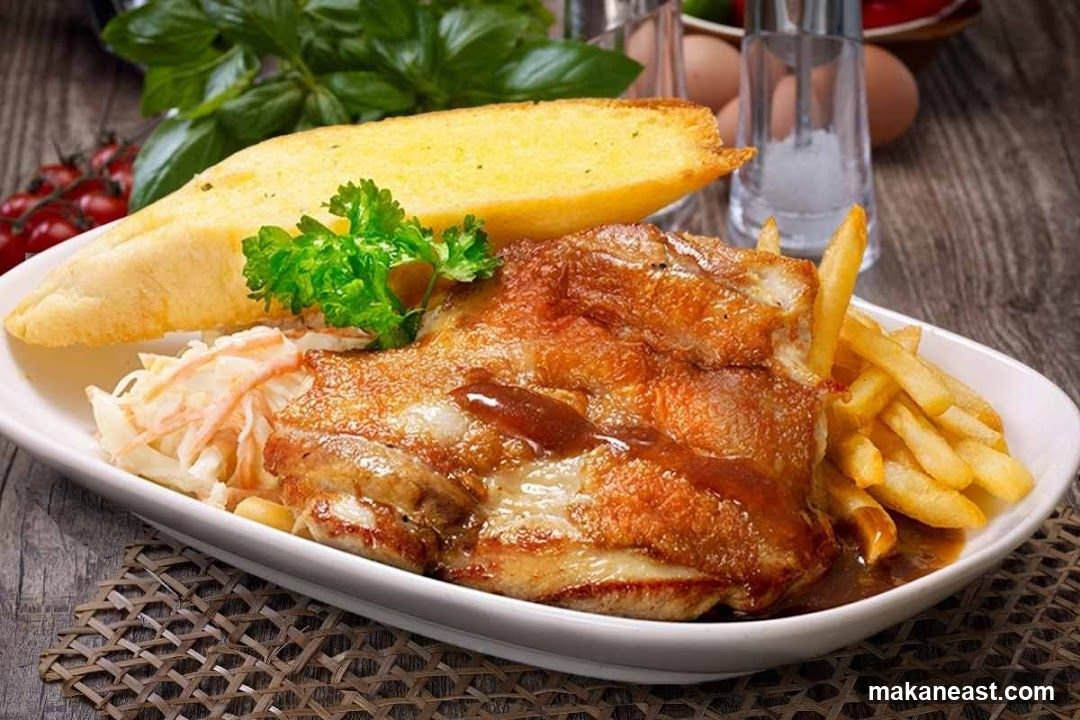 Grilled Chicken with Fries and Garlic Bread