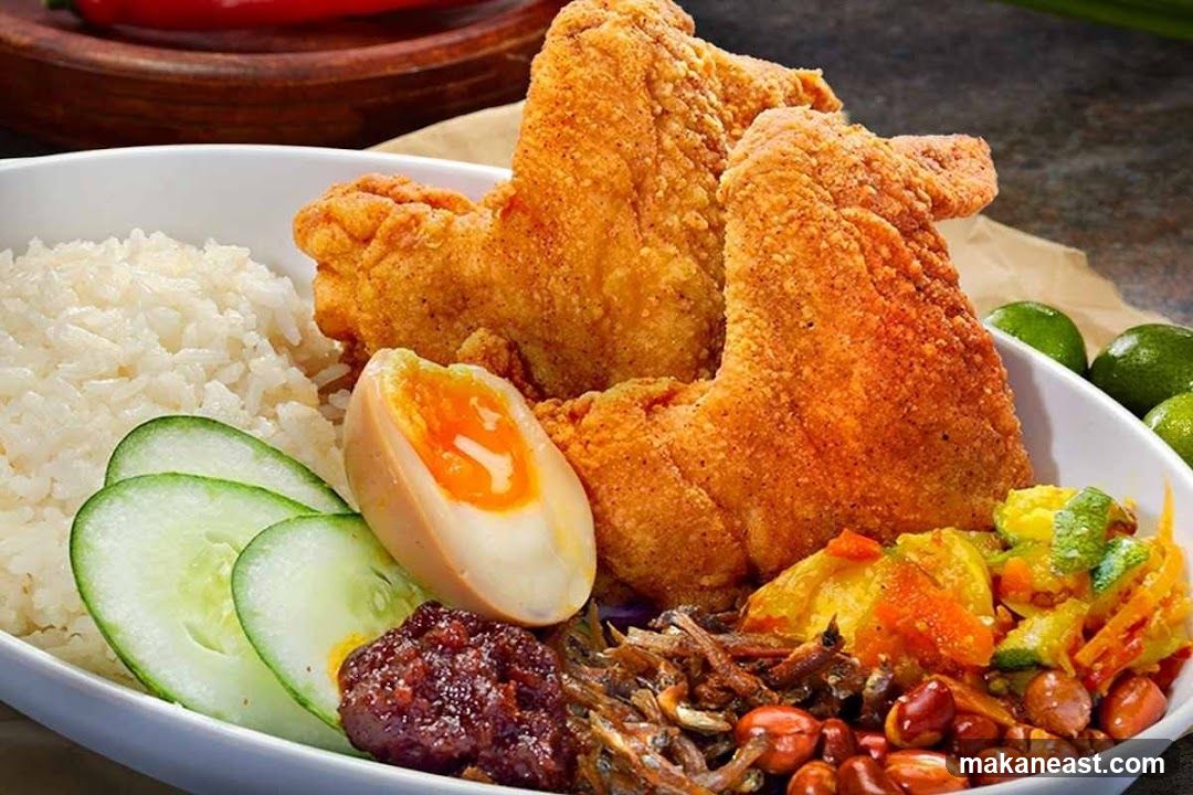 Nasi Lemak with Fried Chicken