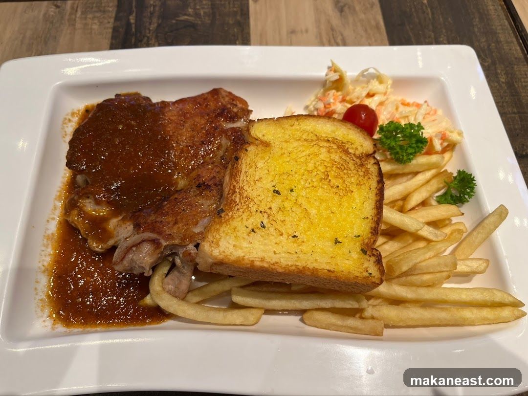 Chicken Chop with Fries and Garlic Bread